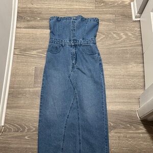 Forever 21 Blue Denim Strapless Dress